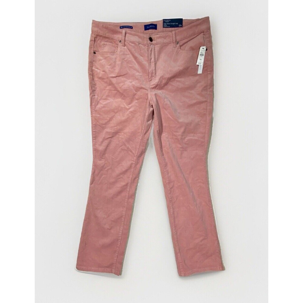 Talbots Flawless High Waist Straight Leg Pink Corduroy Pants size 18 W  NWT